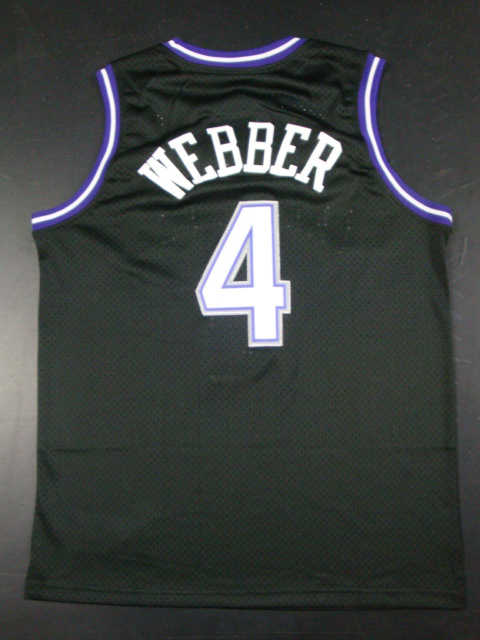  NBA Sacramento Kings 4 Chirs Webber Swingman Throwback Black Jerseys
